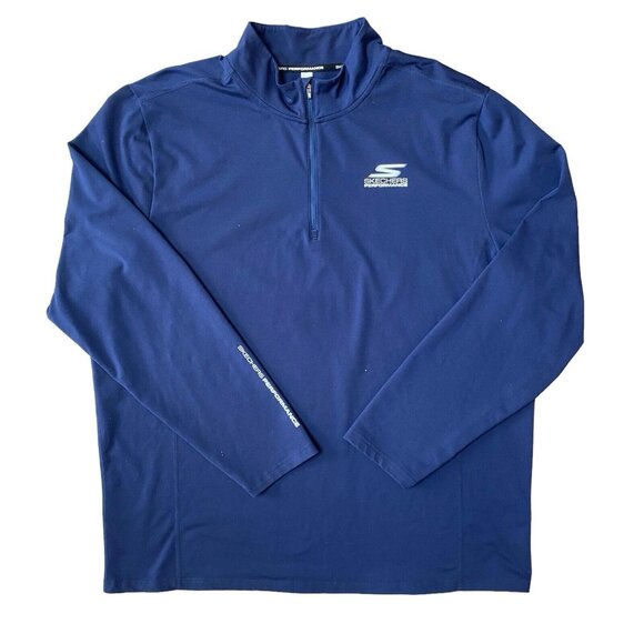 Skechers 1/4 Zip Pullover Mens XXXL Golf GO RUN Blue Long Sleeve Stretch - Picture 1 of 7